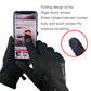 Black riding gloves with folding finger touch-screen panel and front zipper