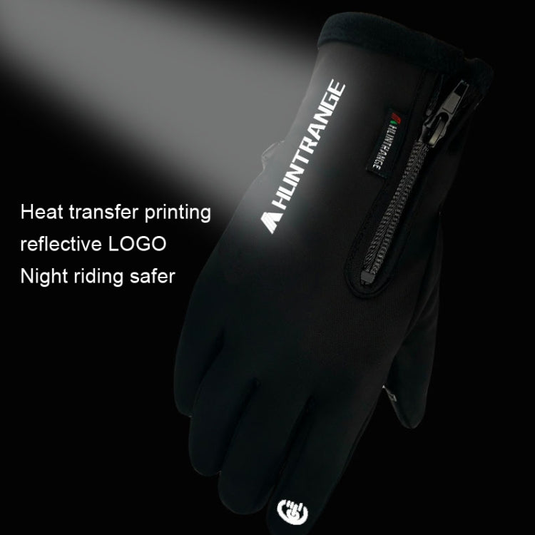 Black riding gloves with reflective logo heat-transfer print on the cuff