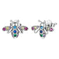 925 silver insect crystal earrings with multicolor stones and winged design, stud backs
