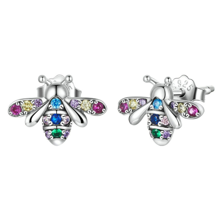 925 silver insect crystal earrings with multicolor stones and winged design, stud backs