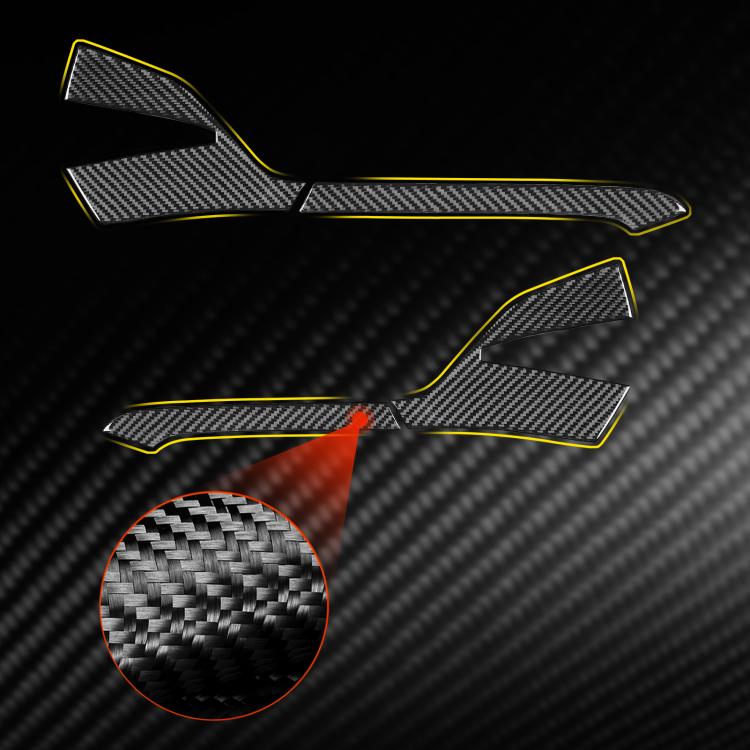 Carbon-fiber mirror sticker set with textured weave detail close-up