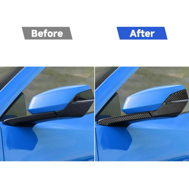 Rearview mirror overlay stickers installed on car side mirror, black weave
