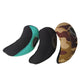Neoprene golf club head covers in black, teal, and camouflage, with open club-top