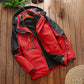 Men's winter jacket, red and black, open front with zip pockets and standing collar