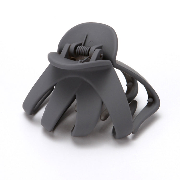 Gray frosted hair grab claw clip with spring hinge and wide teeth prongs