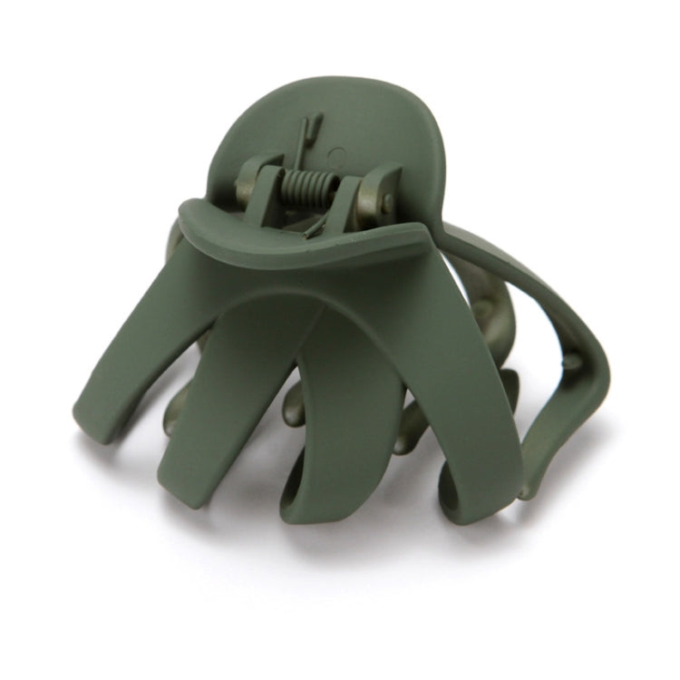 Army green frosted hair grab claw clip with spring hinge and wide teeth prongs