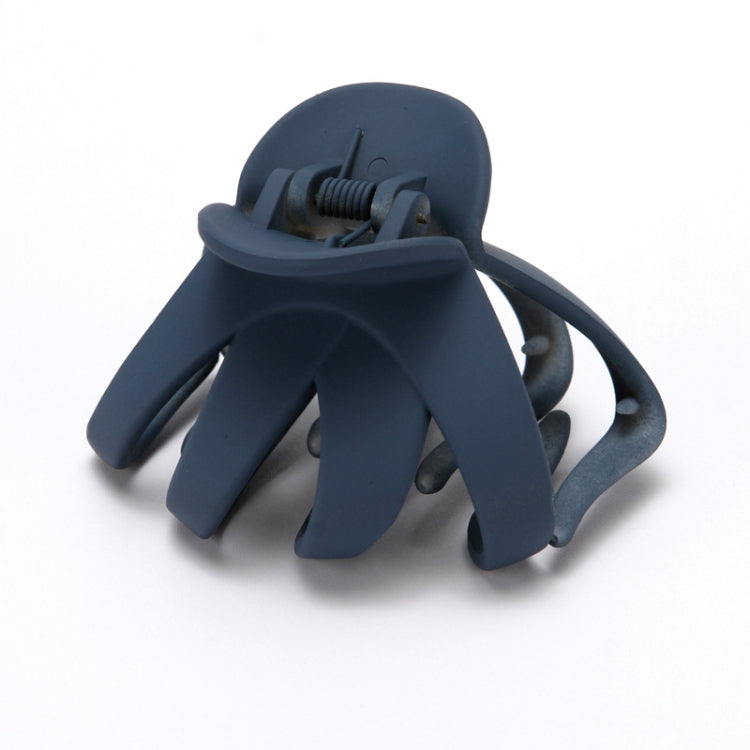 Navy frosted hair grab claw clip with spring hinge and wide teeth prongs