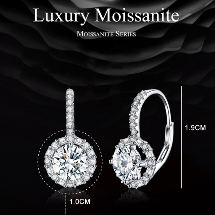 S925 sterling silver moissanite drop earrings with round halo stones