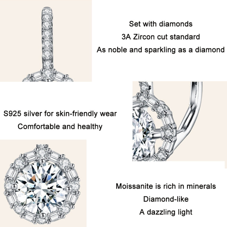 Sterling silver moissanite zirconia stud earrings with round halo setting