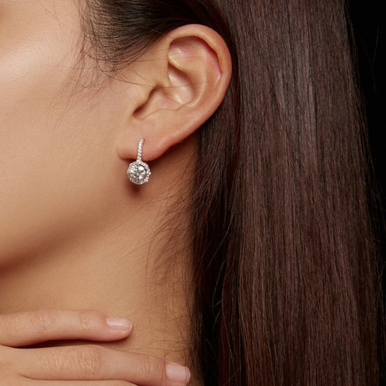 Sterling silver drop earring with round moissanite and zirconia stones