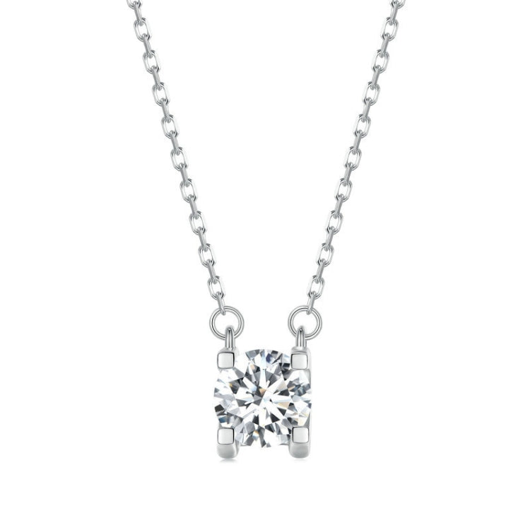 Moissanite pendant necklace with square sparkling stone and silver-tone links