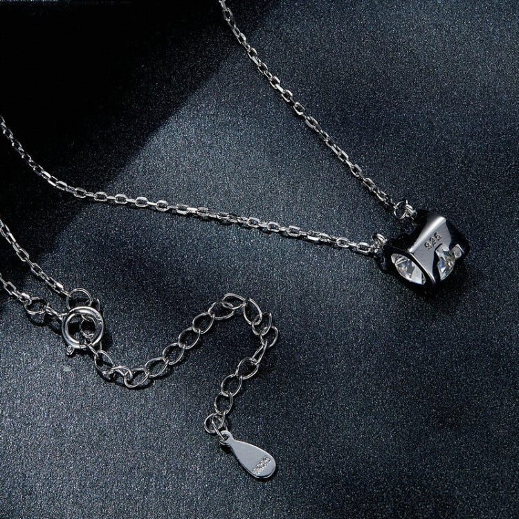 Silver-tone necklace clasp and chain links with small charm detail