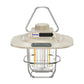 White LED retro lantern with hanging handle, clear glass cage, glowing tube lights.