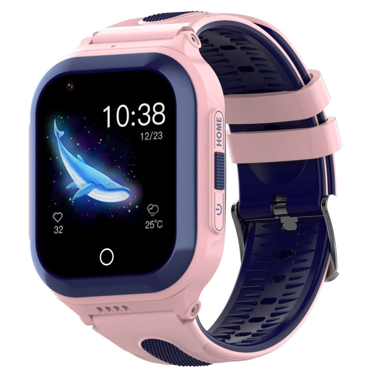 Pink kids GPS smartwatch with touchscreen, sport strap, and side controls