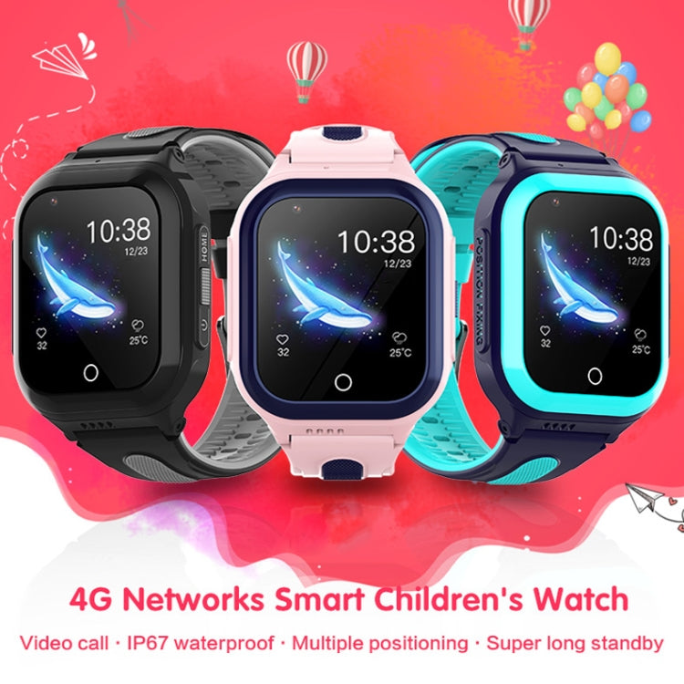 Kids GPS smartwatch set in black, pink, and teal, touchscreen watches with straps