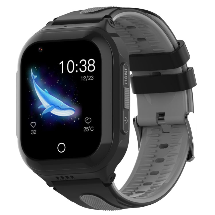 Black kids GPS smartwatch with touchscreen, dark sport strap, and side controls
