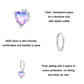 Heart-shaped purple zirconia illusion earrings with prong-set stone and hinged hoop