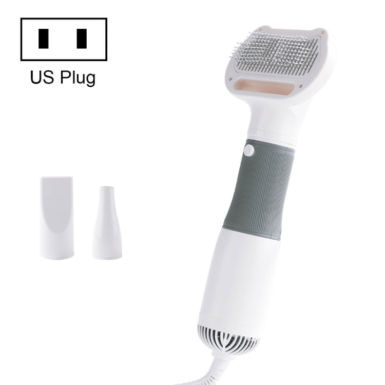 Pet hair removal brush, gray handle band, US plug, comb bristle head