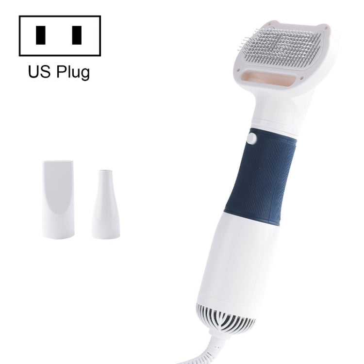 Pet hair removal brush, navy handle band, US plug, comb bristle head
