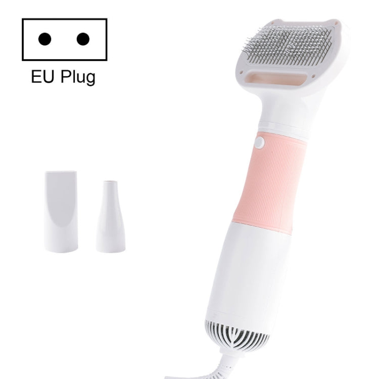Pet hair removal brush, pink handle band, EU plug, comb bristle head