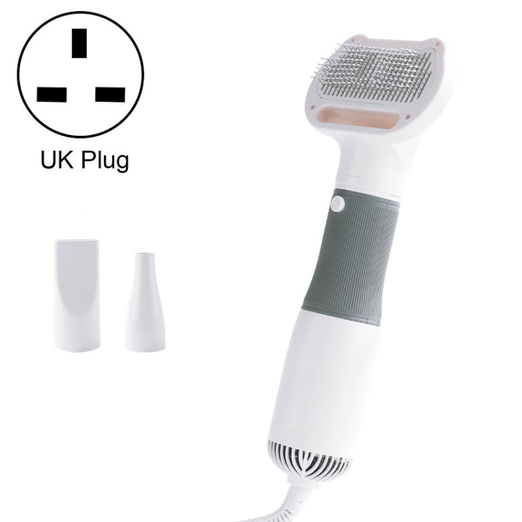 Pet hair removal brush, gray handle band, UK plug, comb bristle head