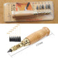 Belt punch tool kit with wood handle, clear package, and black punch dies