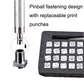 Leather punch tool with detachable metal punch tip and foam organizer with stamps