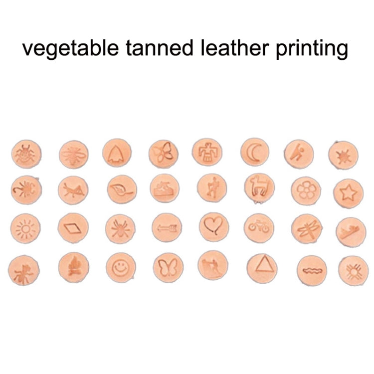 Vegetable-tanned leather printing stamp blanks with round carved icon pieces