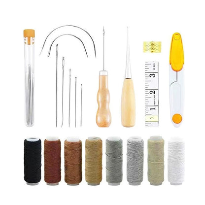 DIY Leather Craft Tool Set Canvas Wire Needle Hand Sewing Leather Tool Set, ER013 29 In 1