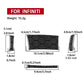 Four-piece carbon fiber patterned dashboard button/trim cover stickers with size diagram
