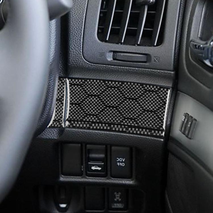 Carbon fiber patterned dashboard trim cover sticker installed near vents and controls