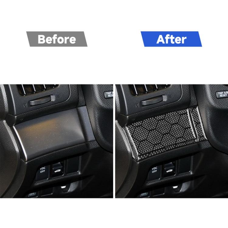 After view of carbon-fiber checkered steering button cover trim on console