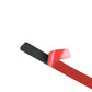 Red and black carbon-fiber style trim sticker strip with curved cutout