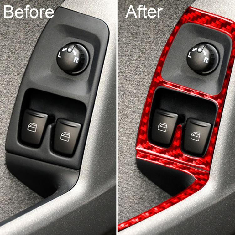 Door switch panel trim: left-hand drive set with red carbon-fiber overlay