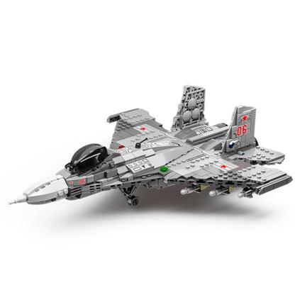 Grey helicopter model building blocks set with detailed cockpit and wings.