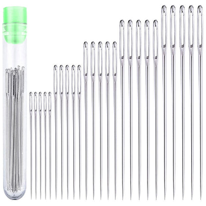 Stainless steel big-eye embroidery needle set with clear storage tube and assorted needles