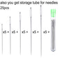 Embroidery needle set with 25 stainless steel needles and green-capped storage tube