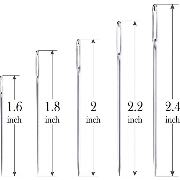 Assorted stainless steel embroidery needles in different lengths, big-eye design
