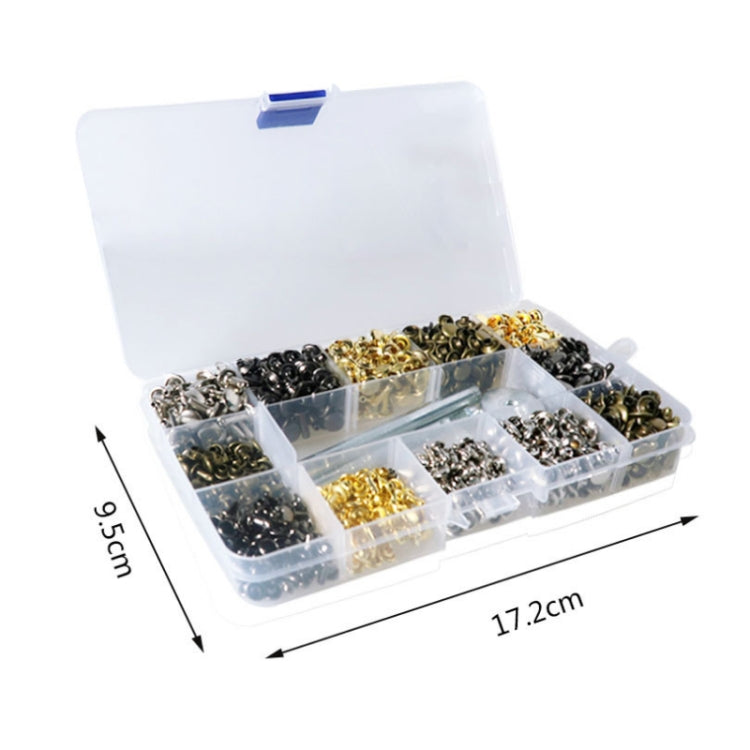 Copper Leather Hollow Cap Double-Sided Rivet Set With Punching Pliers, 180pcs, 360pcs, 480pcs