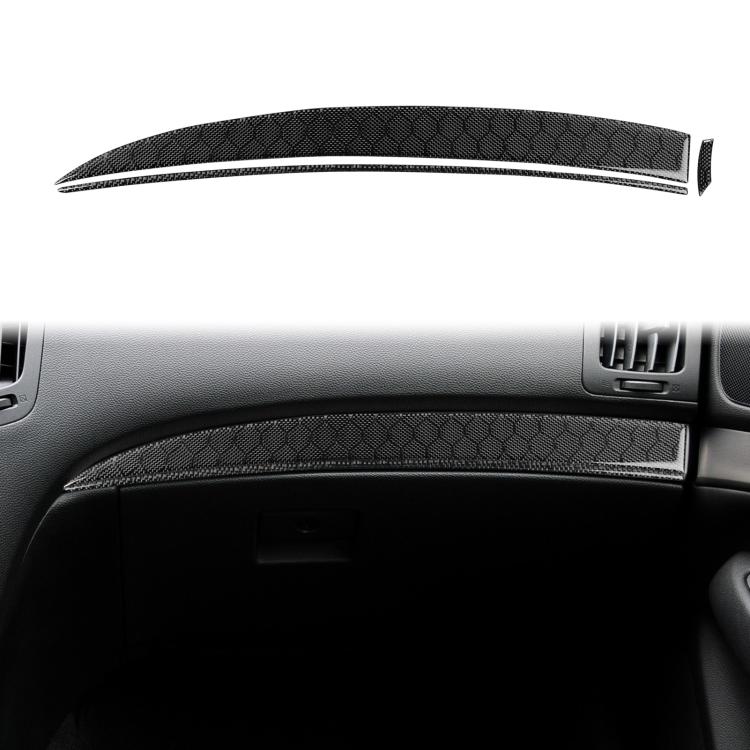 Carbon-fiber style air outlet trim sticker installed along dashboard vent opening