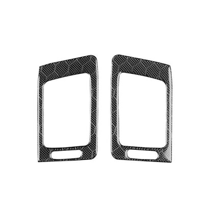 Set of two black carbon-fiber air vent outlet trim stickers, square bezels with cutouts