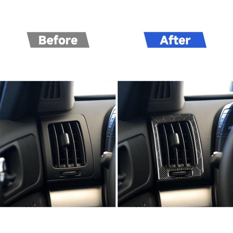 Dashboard air vent outlet area with black carbon-fiber trim bezel installed