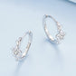 Sterling Silver S925 Small Flower Vine Plated Platinum Zircon Earrings, BSE767