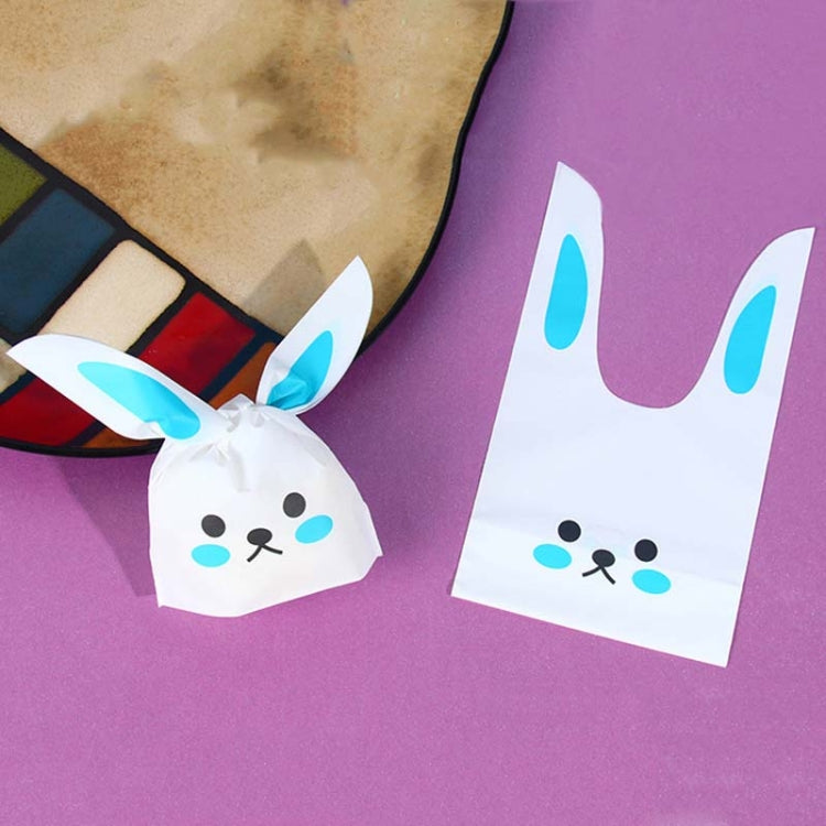 Cartoon rabbit ears gift packaging bags, white with blue rabbit face prints