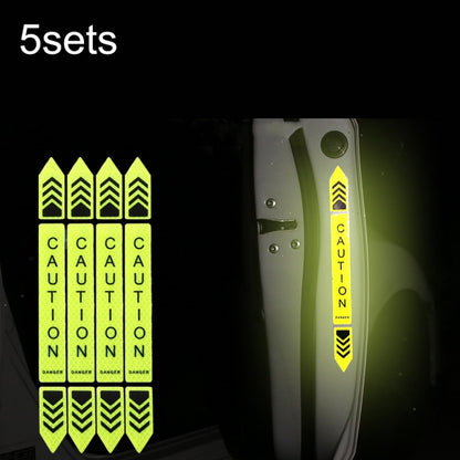 Fluorescent green reflective car door anti-collision warning stickers set on door edge
