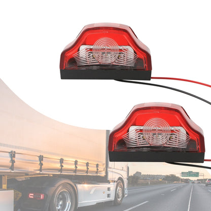 Pair of red LED license plate lamps with black base and clear lens insert, with red/black wires