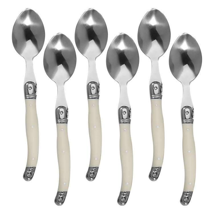 Stainless Steel Knife Fork Spoon Set Plastic Handle Western Tableware, 6 Spoons, 6 Tea Spoons, 6 Forks