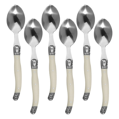 Stainless Steel Knife Fork Spoon Set Plastic Handle Western Tableware, 6 Spoons, 6 Tea Spoons, 6 Forks