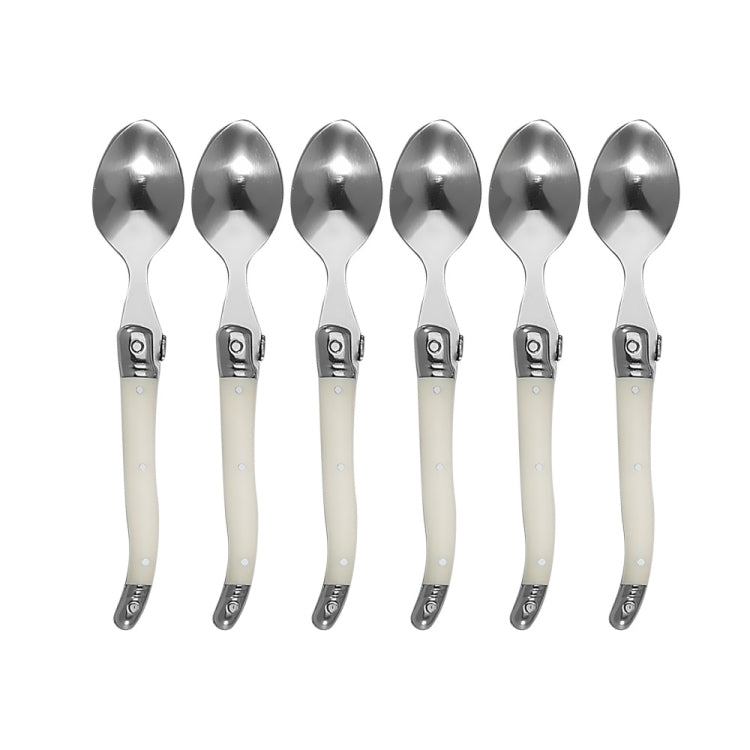 Stainless Steel Knife Fork Spoon Set Plastic Handle Western Tableware, 6 Spoons, 6 Tea Spoons, 6 Forks