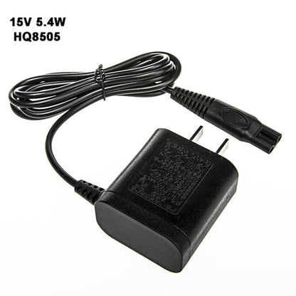 15V 5.4W shaver charger adapter with US plug and black cord, 2-pack